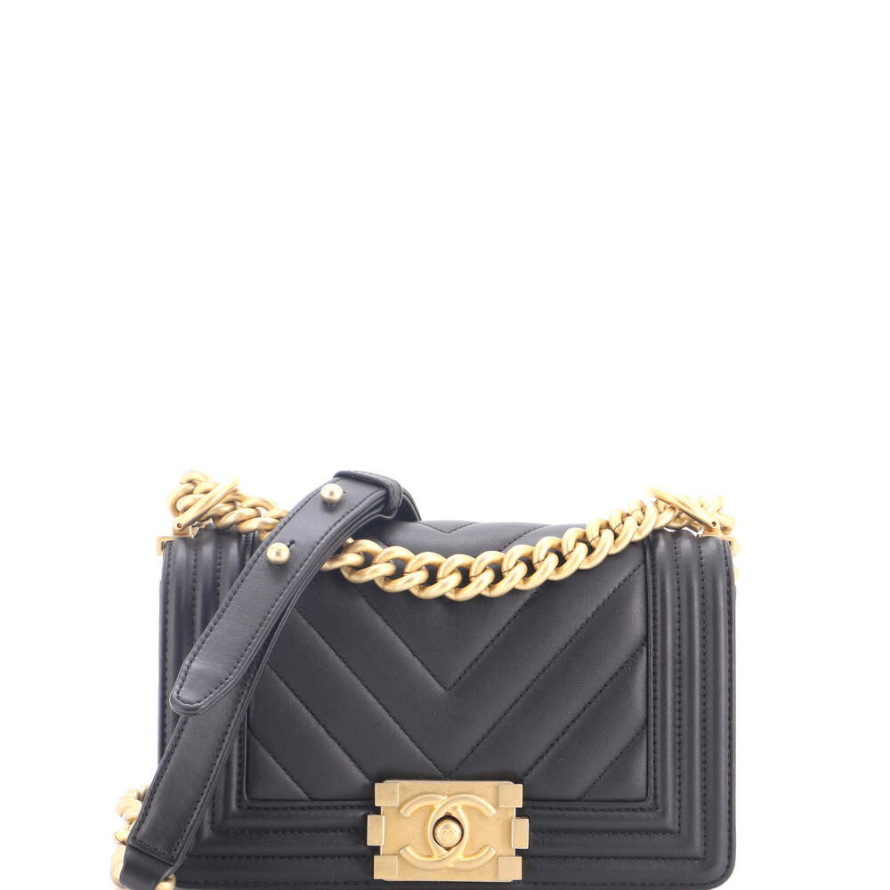 Chanel Small Boy Flap Bag Chevron Calfskin